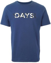 Мужская темно-сине-белая футболка с круглым вырезом с принтом от Saturdays Surf NYC