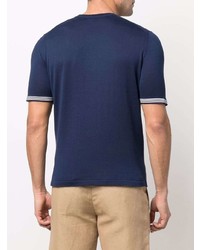 Мужская темно-сине-белая футболка с круглым вырезом с принтом от Eleventy