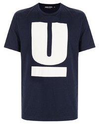 Мужская темно-сине-белая футболка с круглым вырезом с принтом от UNDERCOVE