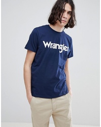 Мужская темно-сине-белая футболка с круглым вырезом с принтом от Wrangler