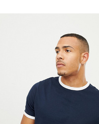 Мужская темно-сине-белая футболка с круглым вырезом от ASOS DESIGN