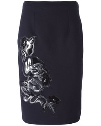 Темно-сине-белая юбка-карандаш с цветочным принтом от Christopher Kane