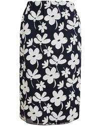 Темно-сине-белая юбка-карандаш с цветочным принтом от Marni