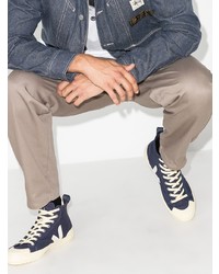 Мужские темно-сине-белые высокие кеды из плотной ткани от Veja