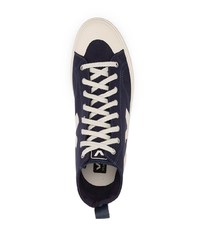 Мужские темно-сине-белые высокие кеды из плотной ткани от Veja