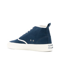 Мужские темно-сине-белые высокие кеды от MAISON KITSUNÉ