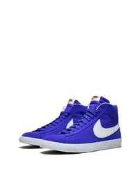 Мужские темно-сине-белые замшевые высокие кеды от Nike