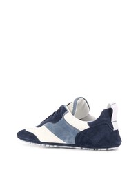 Мужские темно-сине-белые замшевые низкие кеды от Dolce & Gabbana