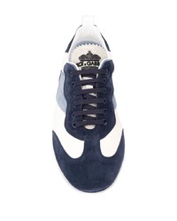 Мужские темно-сине-белые замшевые низкие кеды от Dolce & Gabbana