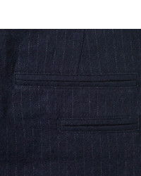 Мужские темно-сине-белые классические брюки в вертикальную полоску от YMC