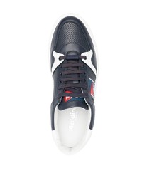 Мужские темно-сине-белые кожаные низкие кеды от Baldinini