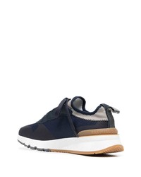 Мужские темно-сине-белые кроссовки от Brunello Cucinelli