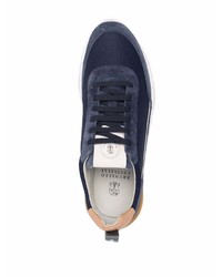 Мужские темно-сине-белые кроссовки от Brunello Cucinelli