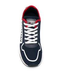 Мужские темно-сине-белые низкие кеды из плотной ткани от Tommy Jeans