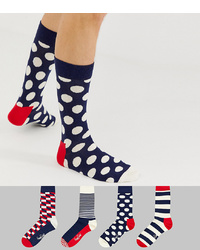 Мужские темно-сине-белые носки в горошек от Happy Socks