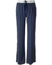 Темно-сине-белые пижамные штаны в вертикальную полоску