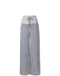 Темно-сине-белые широкие брюки в вертикальную полоску от T by Alexander Wang