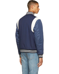 Мужской темно-сине-белый бомбер