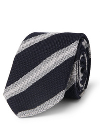 Мужской темно-сине-белый галстук в горизонтальную полоску от Brioni