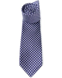 Мужской темно-сине-белый галстук с принтом от Kiton