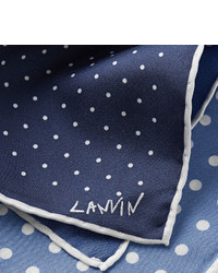 Темно-сине-белый нагрудный платок в горошек от Lanvin