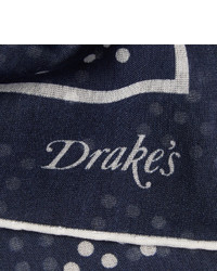 Темно-сине-белый нагрудный платок с принтом от Drakes