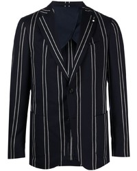 Мужской темно-сине-белый пиджак в вертикальную полоску от Lardini