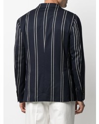 Мужской темно-сине-белый пиджак в вертикальную полоску от Lardini