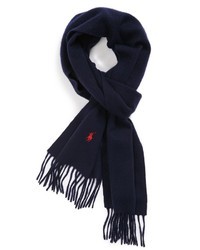 Темно-сине-белый плетеный шарф