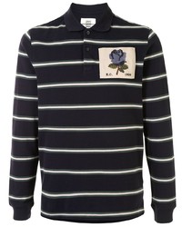 Мужской темно-сине-белый свитер с воротником поло в горизонтальную полоску от Kent & Curwen