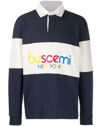 Мужской темно-сине-белый свитер с воротником поло от Buscemi