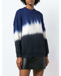 Женский темно-сине-белый свитер с круглым вырезом в горизонтальную полоску от Sonia Rykiel