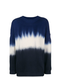 Женский темно-сине-белый свитер с круглым вырезом в горизонтальную полоску от Sonia Rykiel