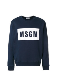 Мужской темно-сине-белый свитер с круглым вырезом с принтом от MSGM