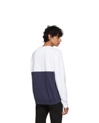 Мужской темно-сине-белый свитер с круглым вырезом с принтом от Kenzo