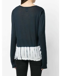 Женский темно-сине-белый свитер с круглым вырезом от Suzusan