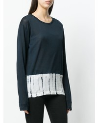 Женский темно-сине-белый свитер с круглым вырезом от Suzusan