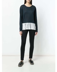 Женский темно-сине-белый свитер с круглым вырезом от Suzusan