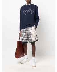 Мужской темно-сине-белый свитшот с принтом от Kiton