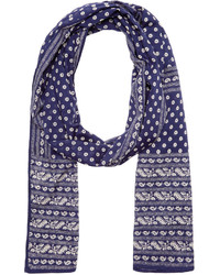 Женский темно-сине-белый шарф с принтом от Etoile Isabel Marant