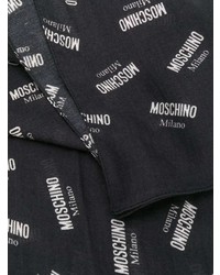 Мужской темно-сине-белый шарф с принтом от Moschino