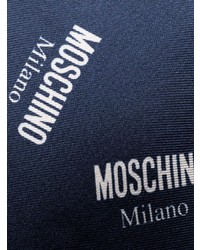 Мужской темно-сине-белый шелковый галстук с принтом от Moschino