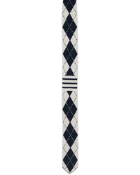 Темно-сине-белый шелковый галстук с ромбами