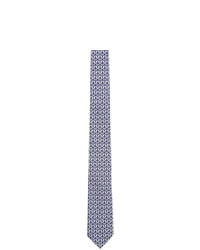Мужской темно-сине-белый шелковый галстук от Salvatore Ferragamo