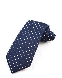 Темно-сине-белый шерстяной галстук в горошек
