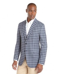 Темно-сине-белый шерстяной пиджак