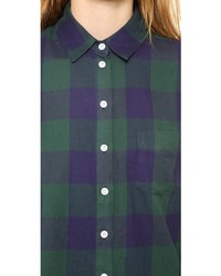 Женская темно-сине-зеленая классическая рубашка в шотландскую клетку от Band Of Outsiders