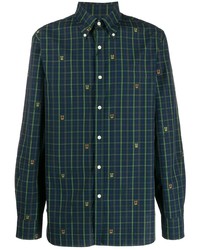 Мужская темно-сине-зеленая рубашка с длинным рукавом в шотландскую клетку от Polo Ralph Lauren
