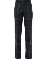 Мужские темно-сине-зеленые классические брюки в шотландскую клетку
