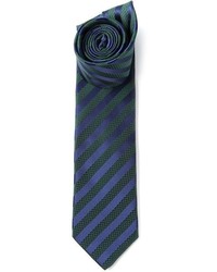 Мужской темно-сине-зеленый галстук в вертикальную полоску от Lanvin